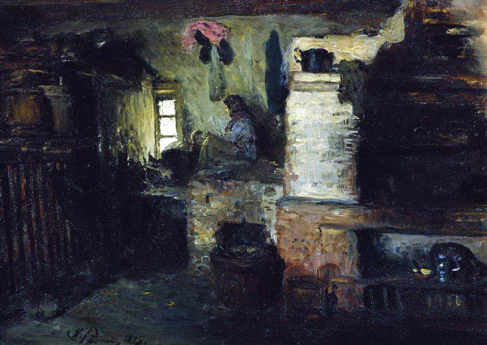 Илья Репин. В избе. 1895.