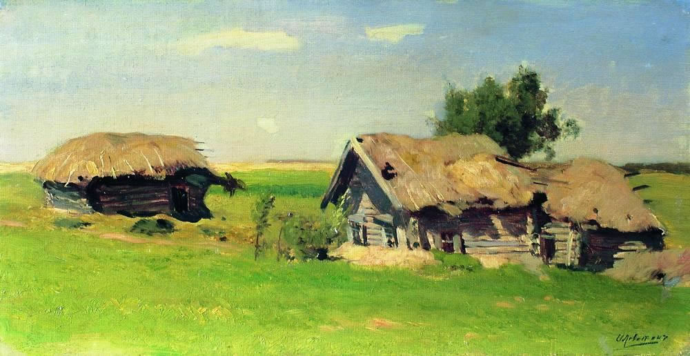 Исаак Левитан. Пейзаж с избами. 1885.