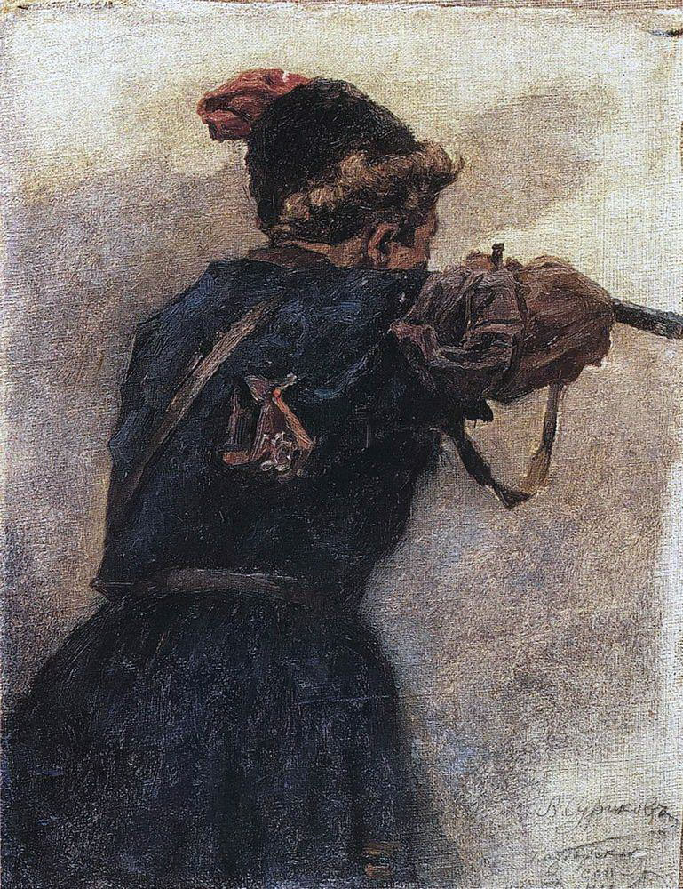 Василий Иванович Суриков. "Стреляющий казак". 1890-е.