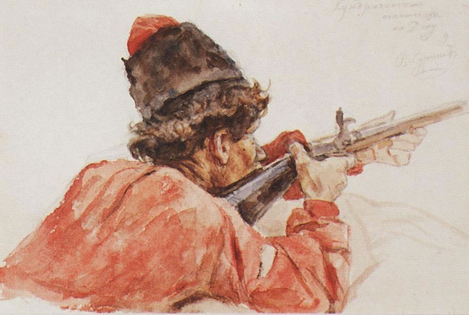 Василий Иванович Суриков. "Стреляющий казак". 1893.