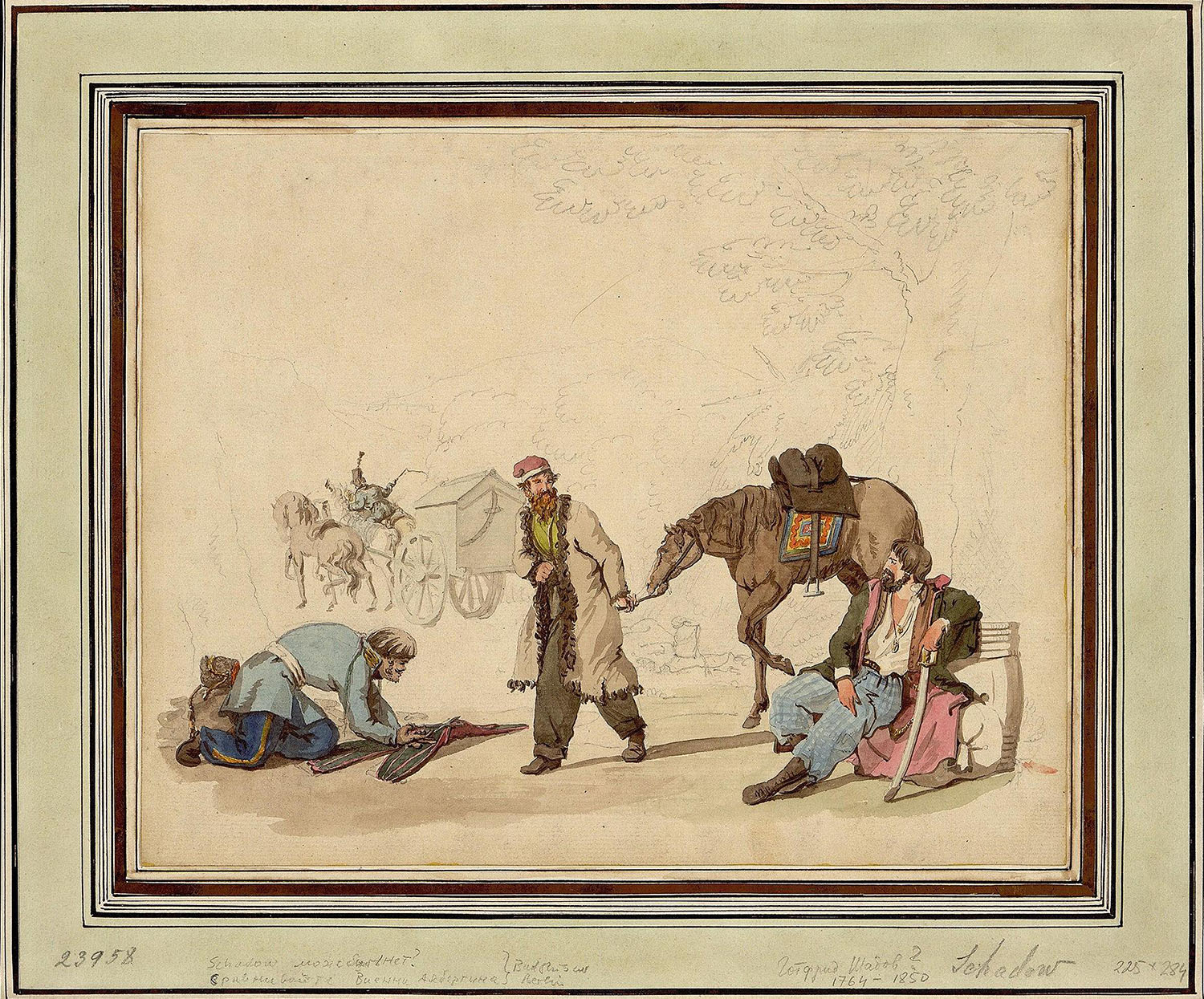 Иоганн-Готфрид Шадов? "Казачий бивуак". Около 1813. Эрмитаж, Санкт-Петербург.