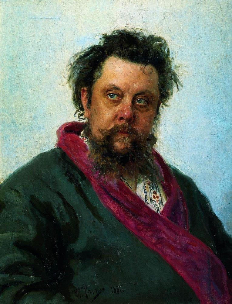 Илья Репин. Портрет композитора М. П. Мусоргского. 1881.