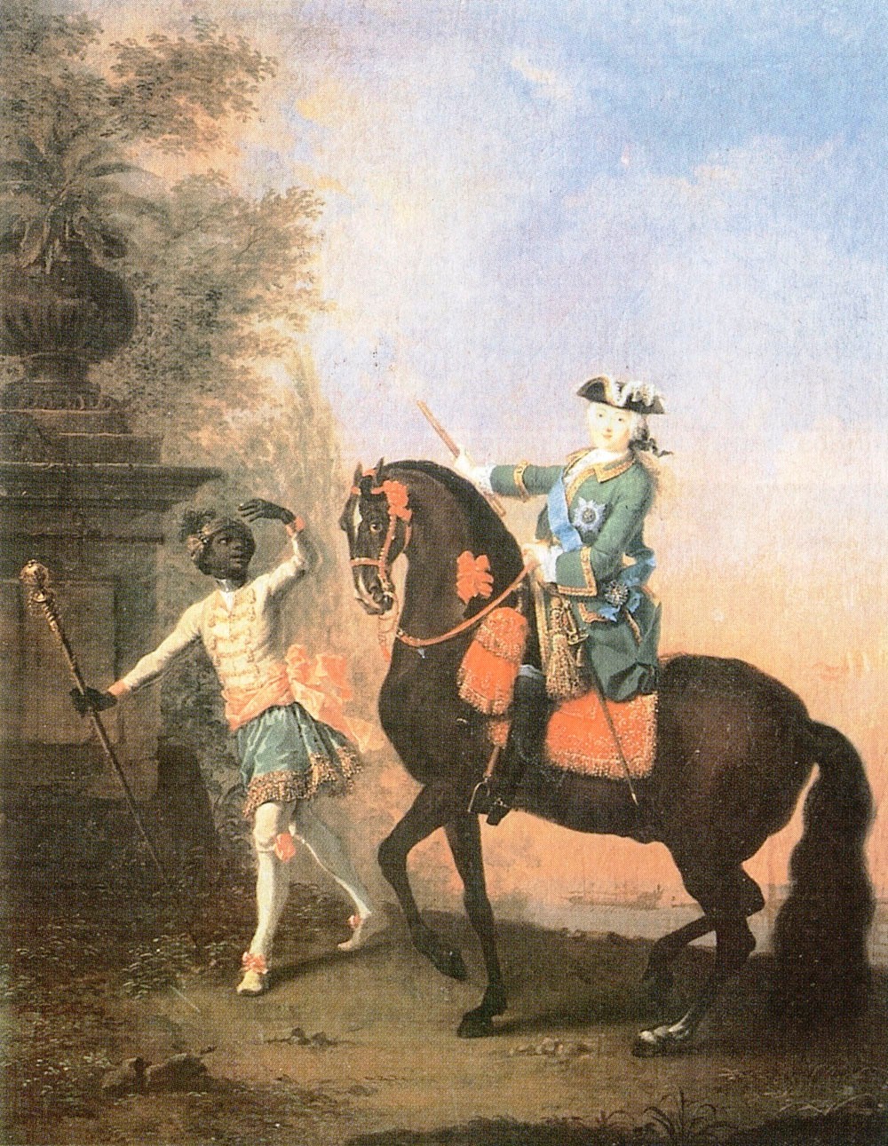 Георг Гроот. Портрет императрицы Елизаветы Петровны на коне с арапчонком. 1743.