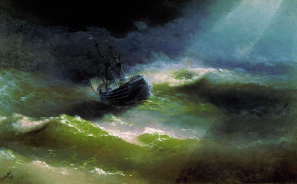 Иван Айвазовский. Корабль "Императрица Мария" во время шторма. 1892.