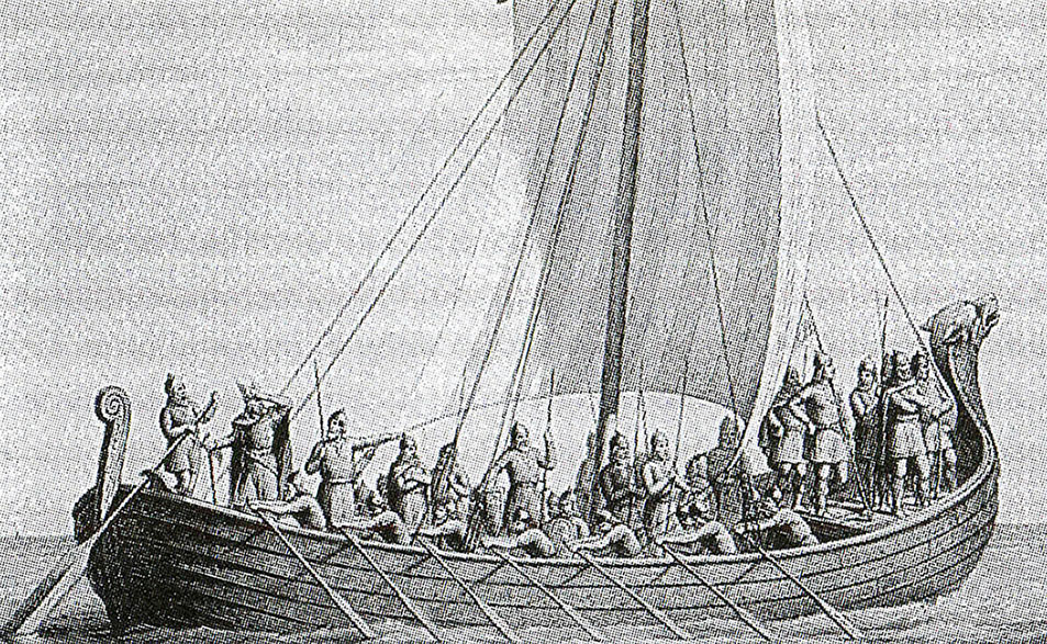 "Корабль викингов". Рисунок конца XIX века.