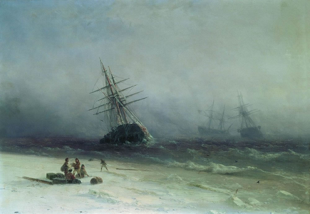 Иван Айвазовский. Кораблекрушение в Северном море. 1875.