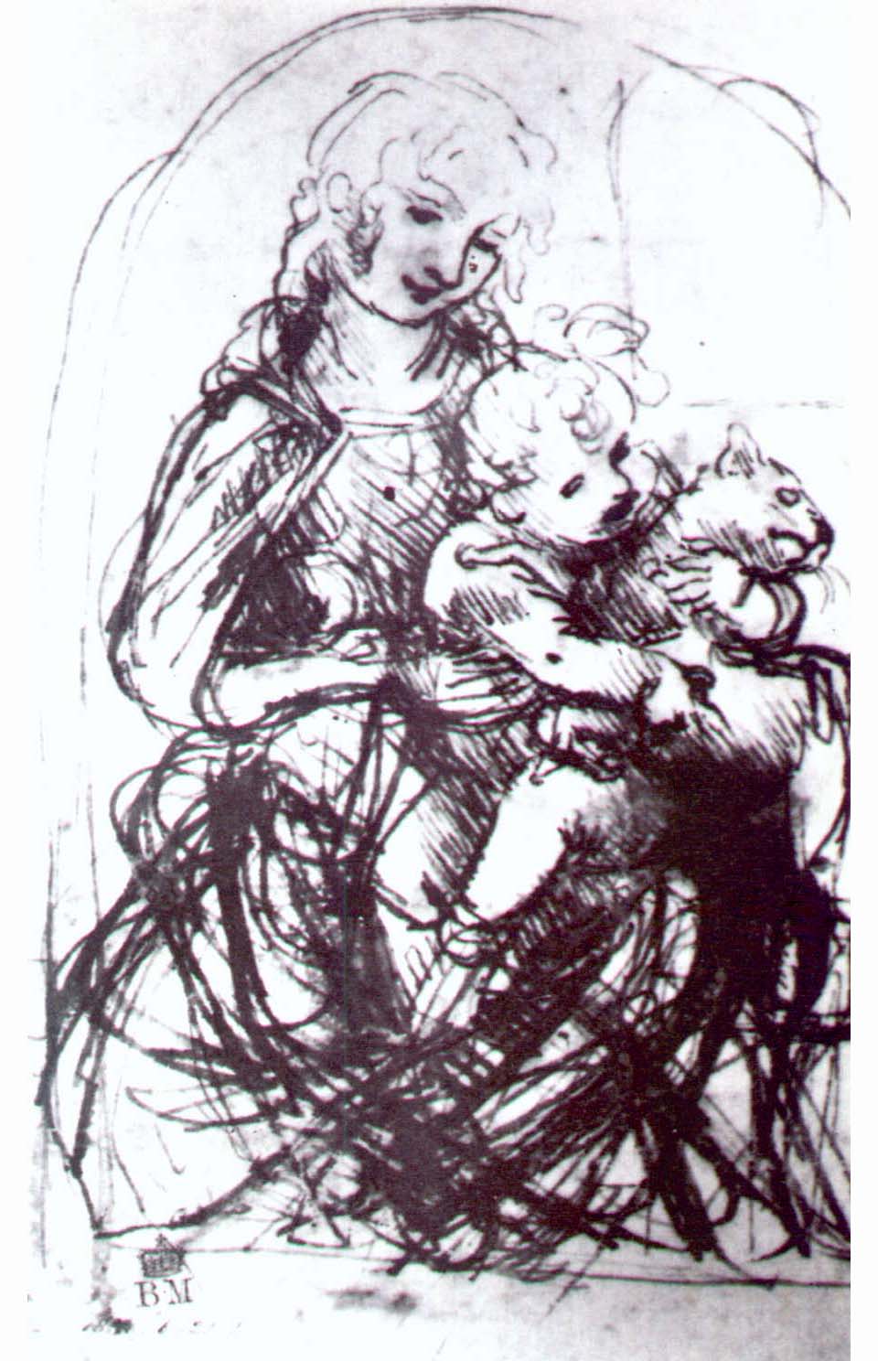 Леонардо да Винчи. "Мадонна с младенцем и кошкой". 1478.