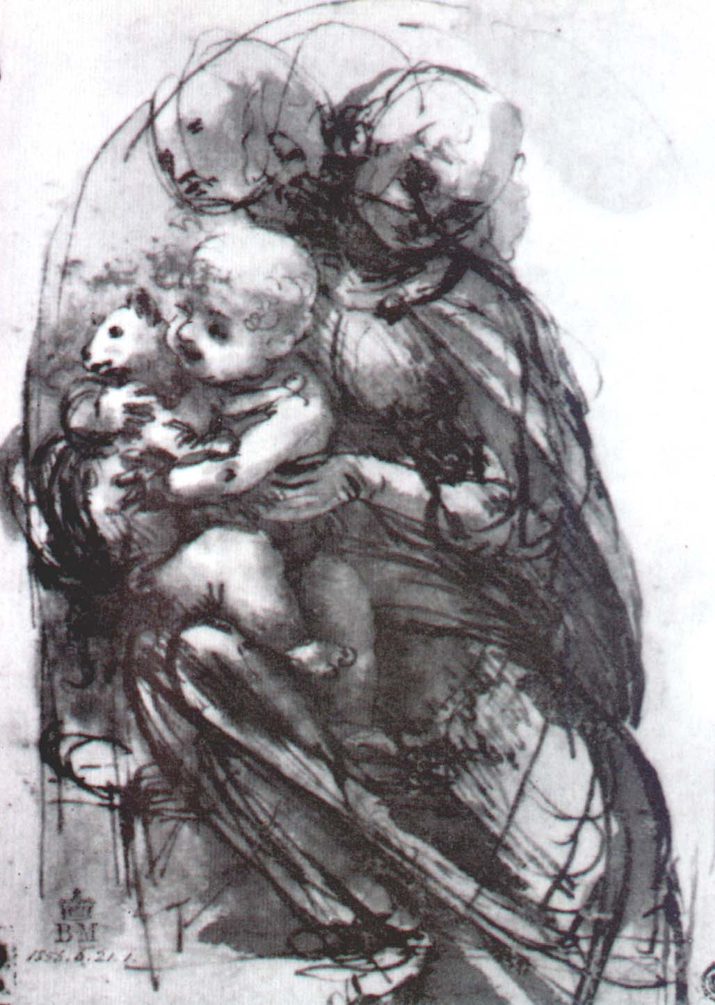 Леонардо да Винчи. "Мадонна с младенцем и кошкой".