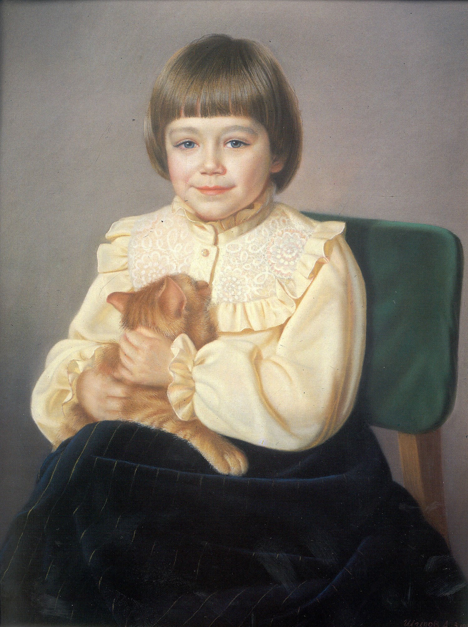 Александр Шилов. "Виолетта с кошкой". 1980.