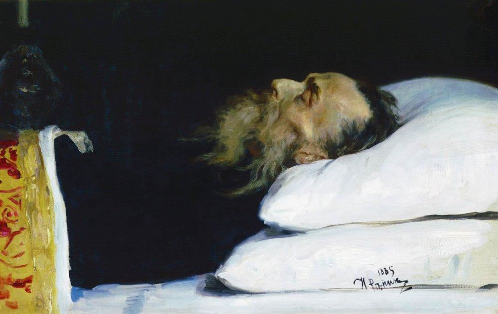 Илья Ефимович Репин. "Историк Николай Иванович Костомаров в гробу". 1885.