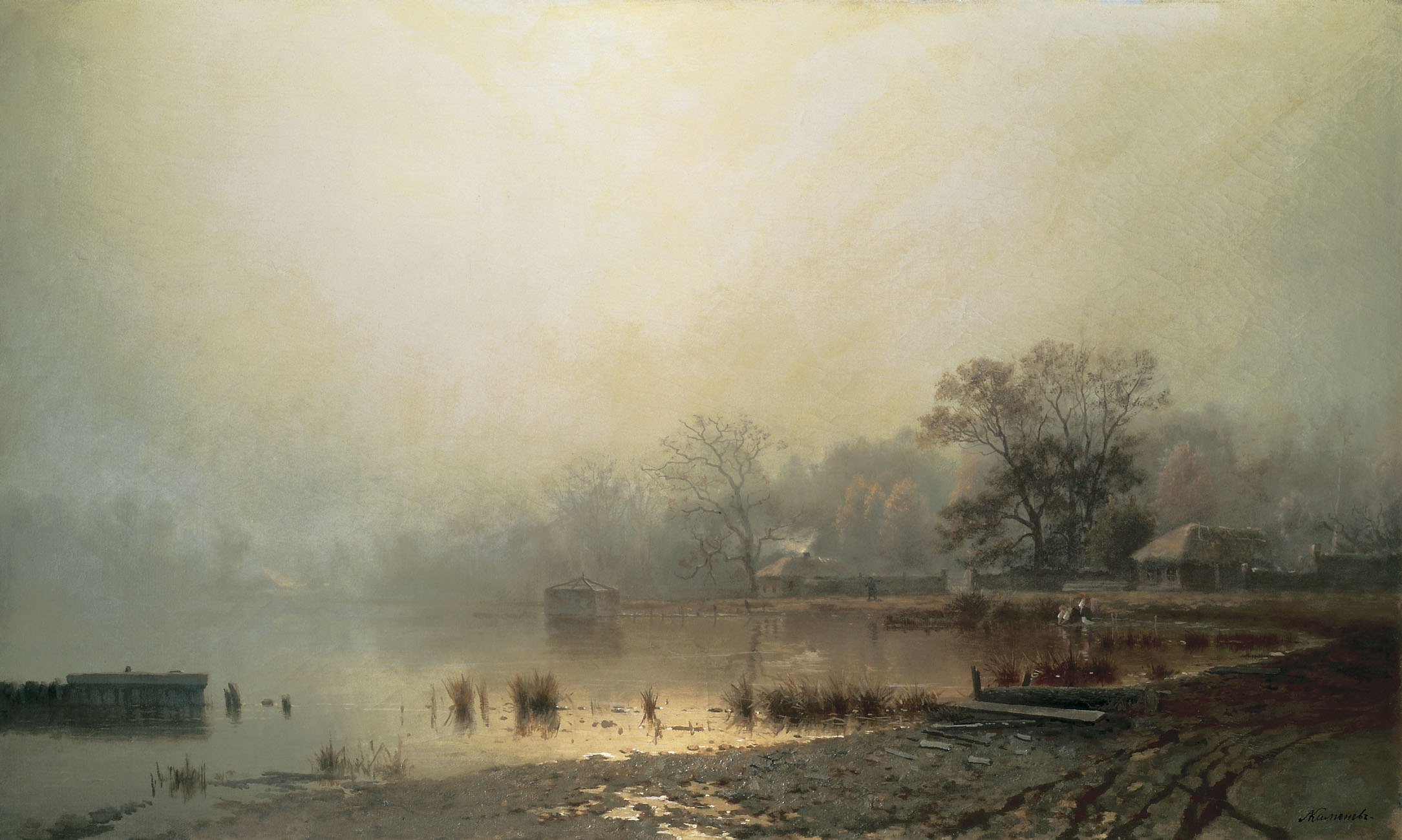 Лев Каменев. Туман. Красный пруд в Москве осенью. 1871.