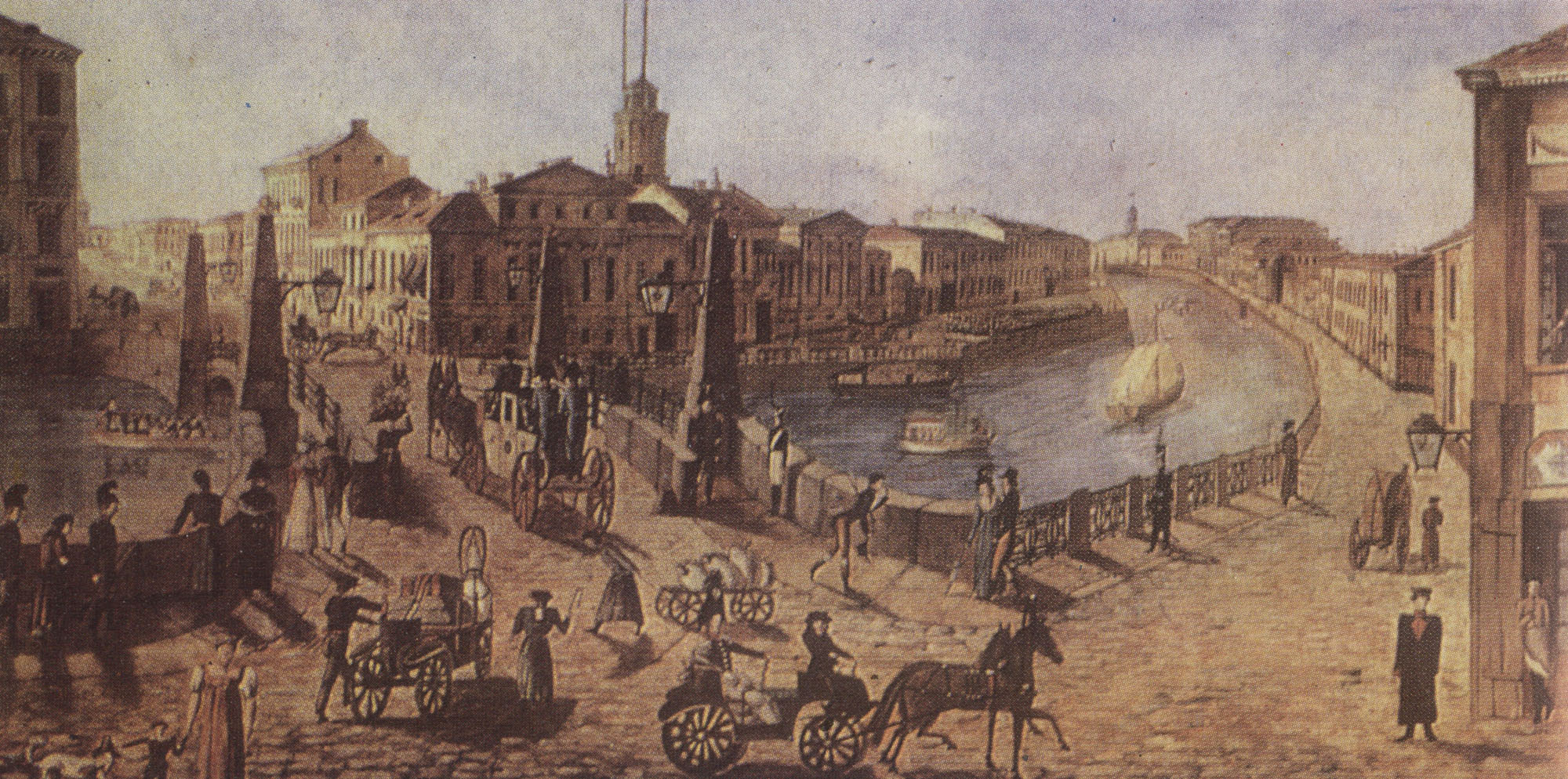 Неизв. худ. У Красного моста через Мойку. Фрагмент. 1830-е.