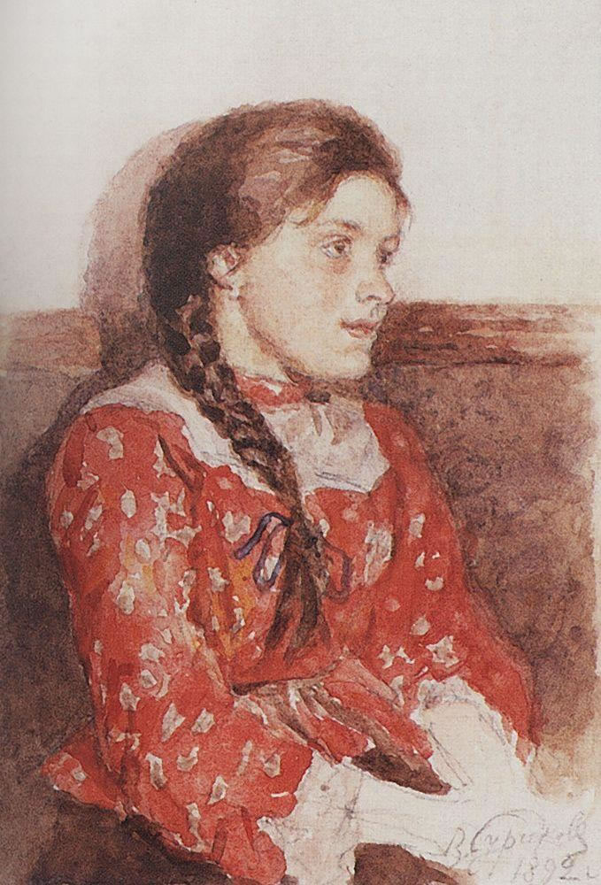 Василий Суриков. Девушка в красной кофте. 1892.