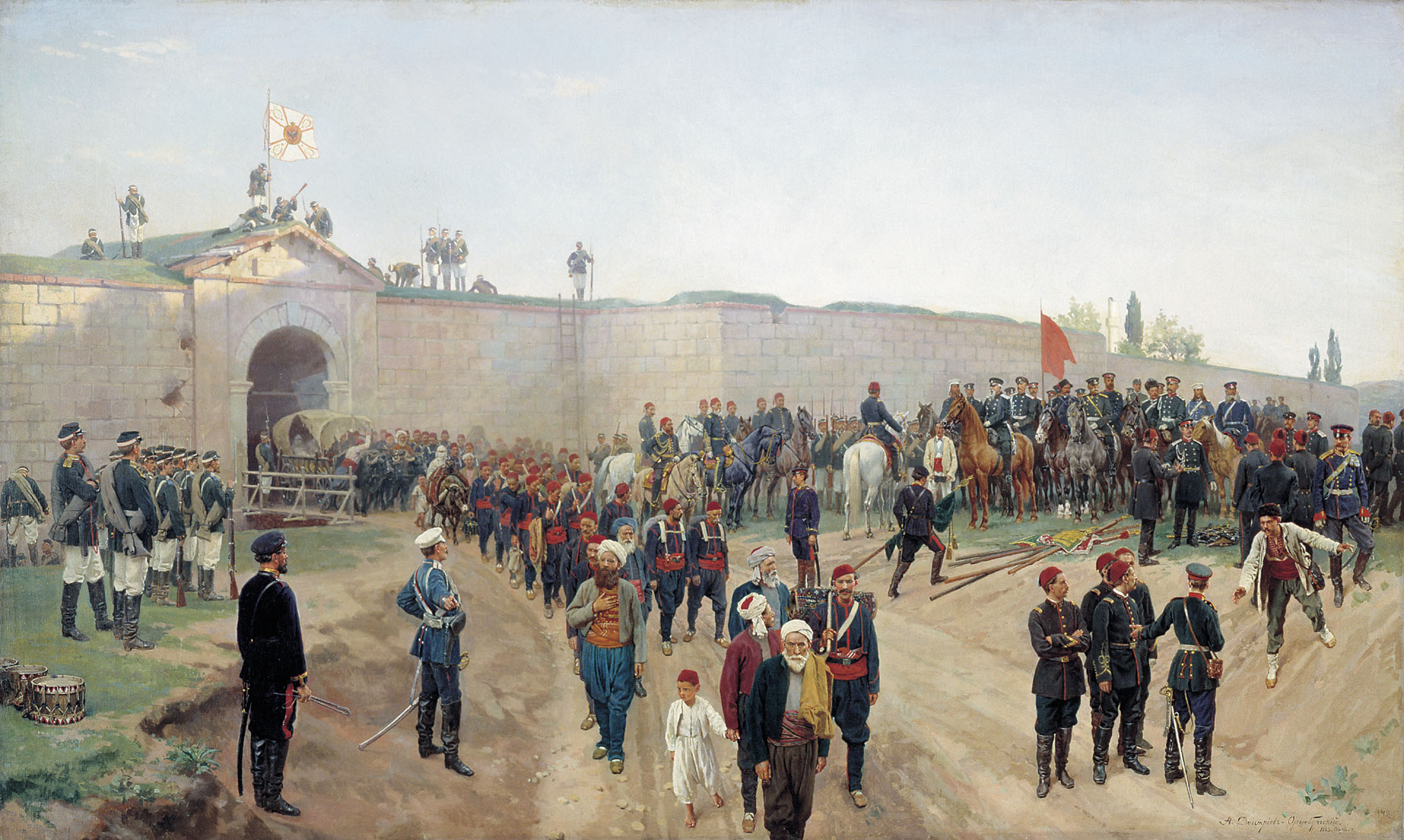 Николай Дмитриев-Оренбургский. Сдача крепости Никополь 4 июля 1877 года. 1883.