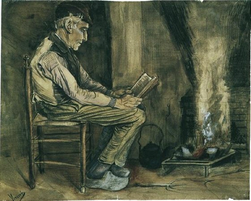 Винсент Ван Гог. "Крестьянин, сидящий и читающий у очага". 1881. Музей Крёллер-Мюллер, Оттерло.