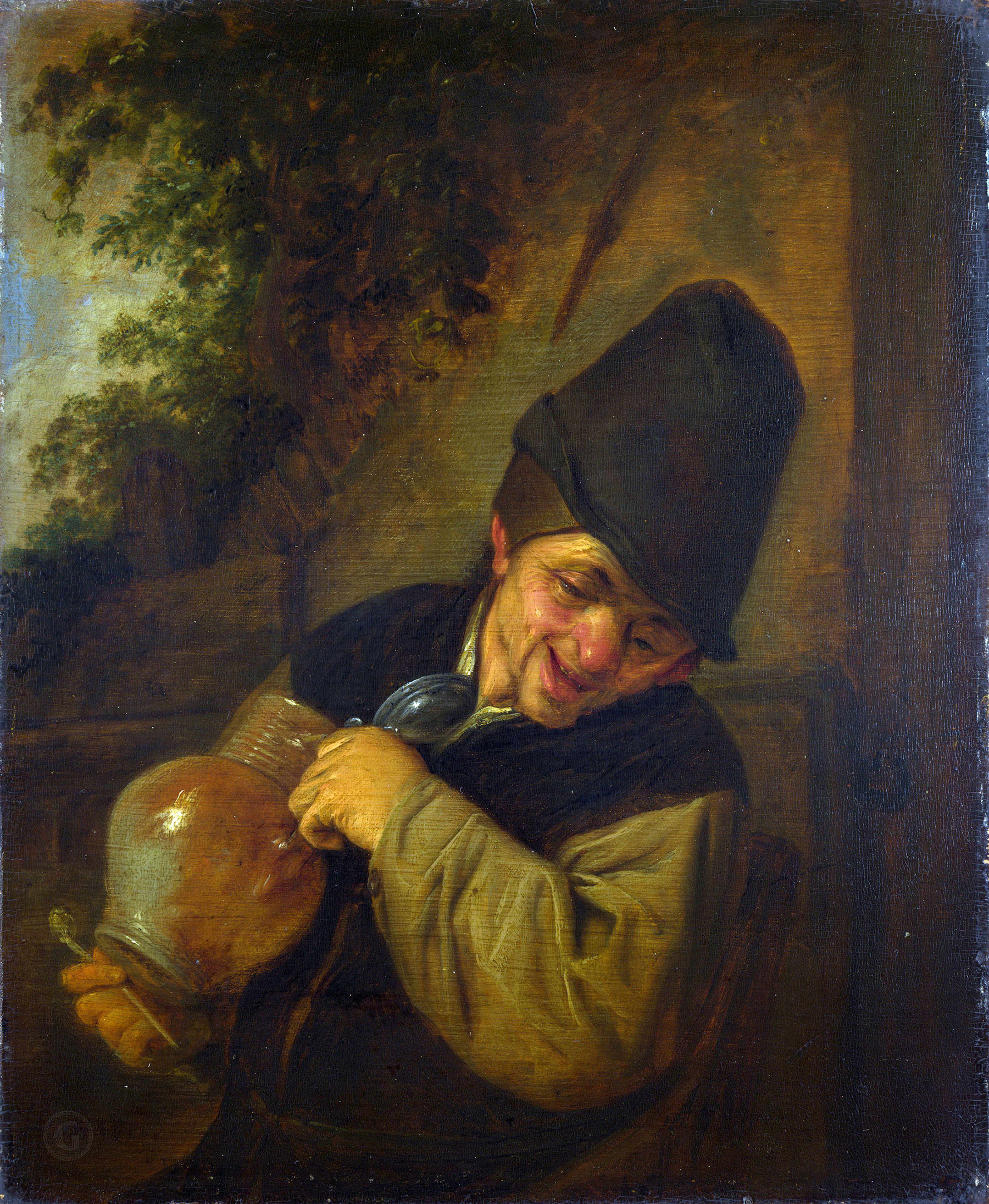 Адриан ван Остаде. "Крестьянин с кувшином и трубкой". 1650-1655. Британская национальная галерея, Лондон.