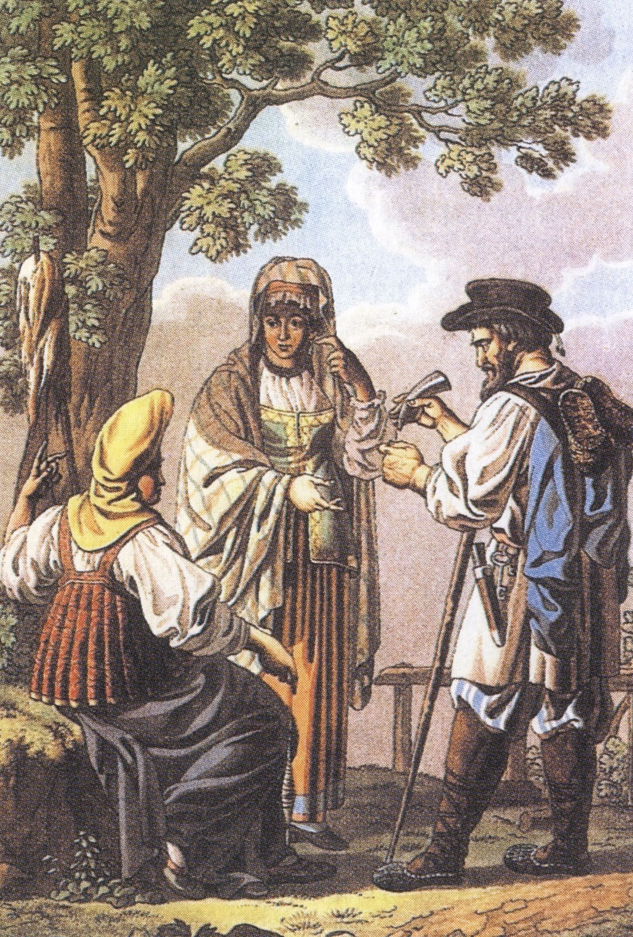 И. Ламинит. Русские крестьяне. Гравюра по рисунку Е. Корнеева. 1812.
