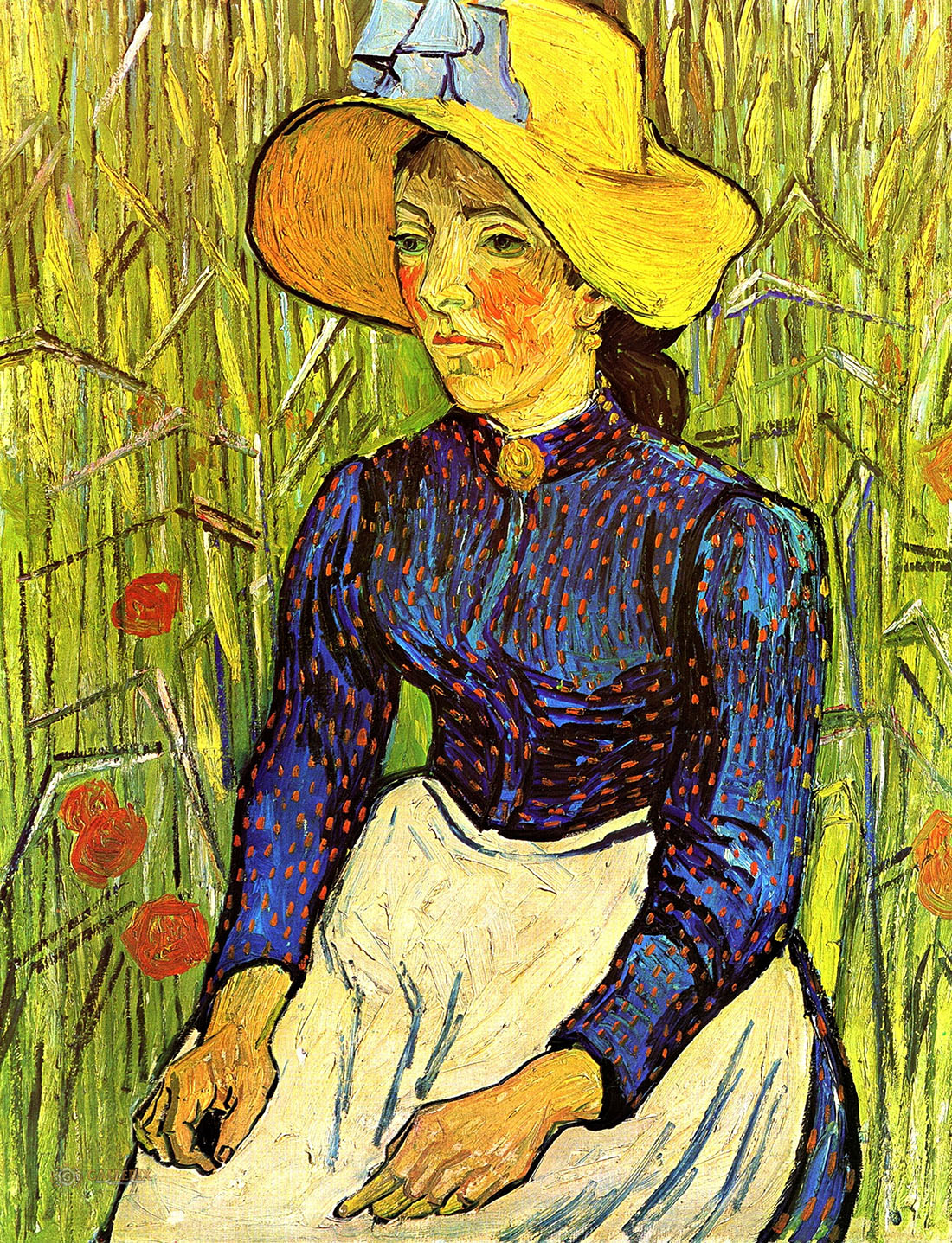 Винсент Ван Гог. "Молодая крестьянка в соломенной шляпке, сидящая в пшенице". 1890. Частная коллекция.