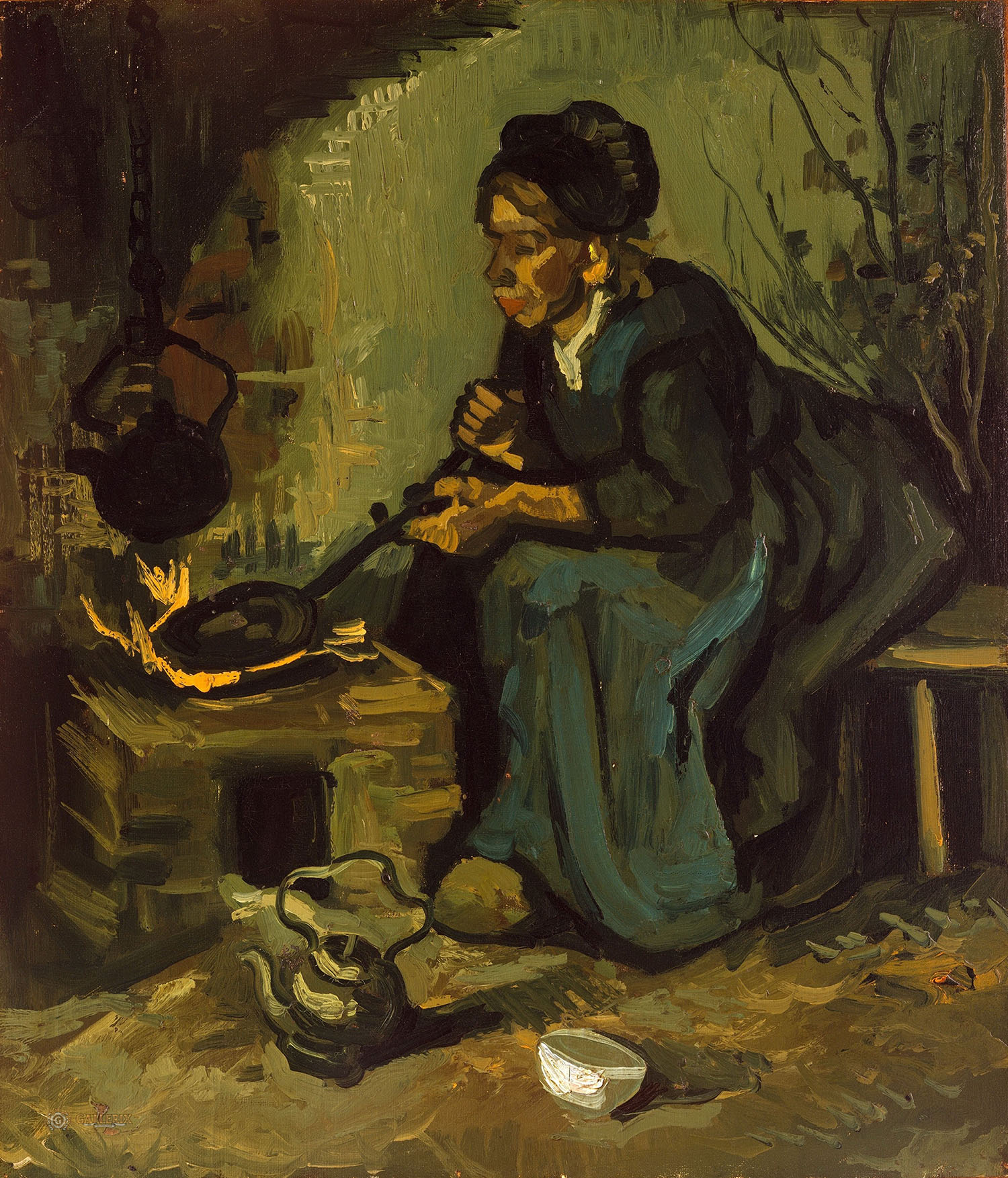 Винсент Ван Гог. "Крестьянка, готовящая на огне". 1885. Музей Метрополитен, Нью-Йорк.