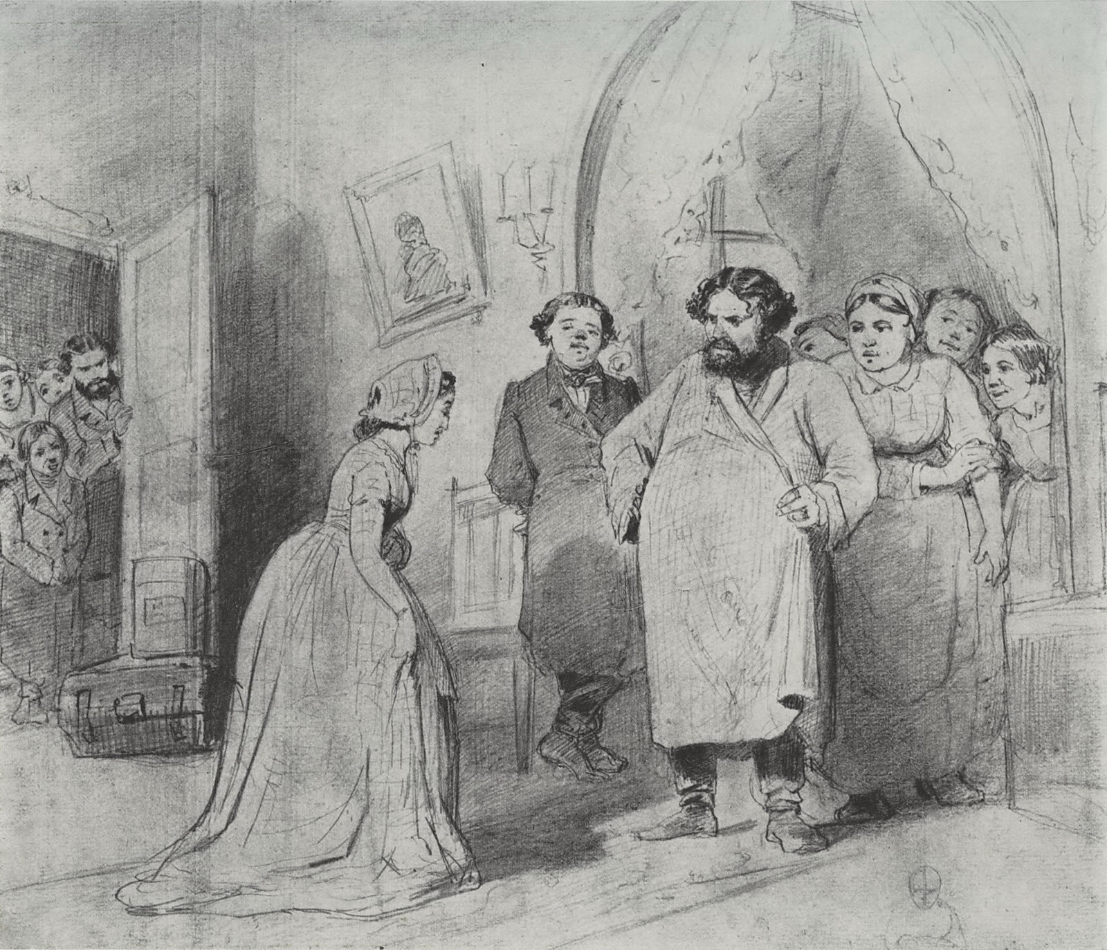 Василий Перов. Приезд гувернантки в купеческий дом. 1866.