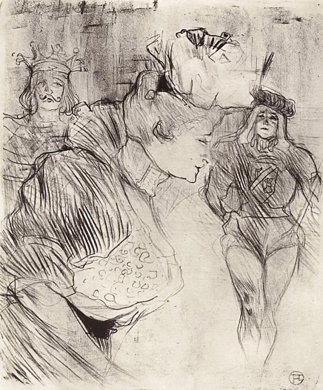 Анри де Тулуз-Лотрек. Марсель Лендер, кланяющаяся на сцене. 1895.
