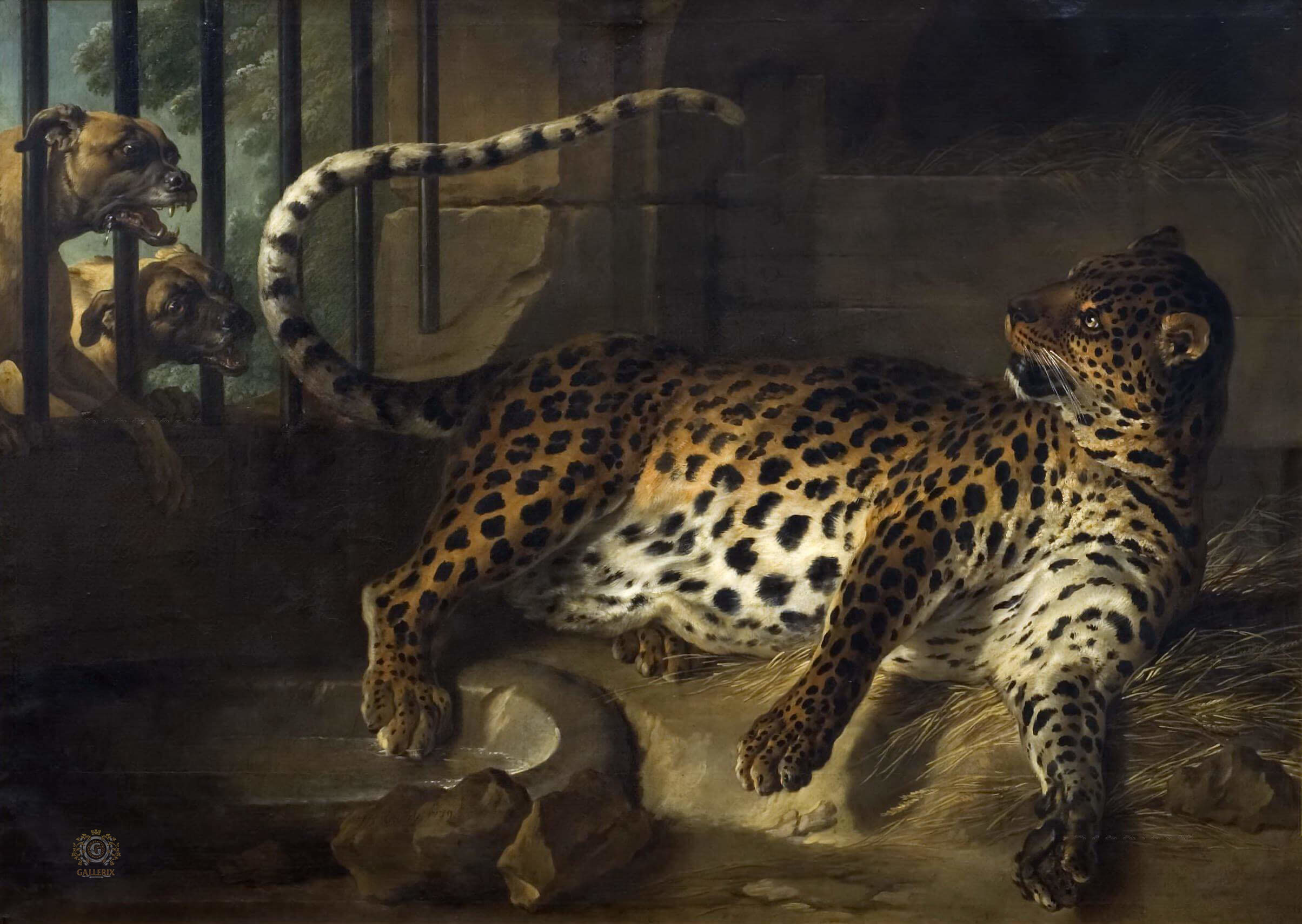 Жан-Батист Удри. "Леопард в клетки с двумя мастифами". Национальный музей, Стокгольм.