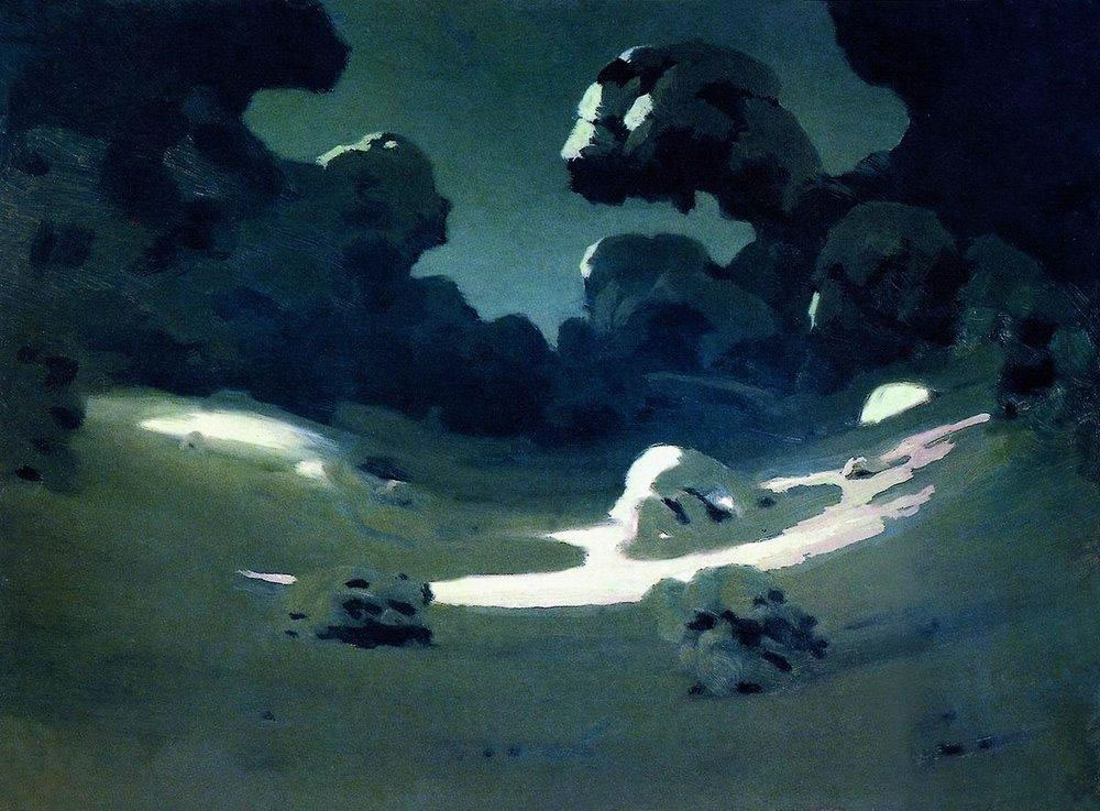 Архип Иванович Куинджи. "Пятна лунного света в лесу. Зима". 1898-1908".