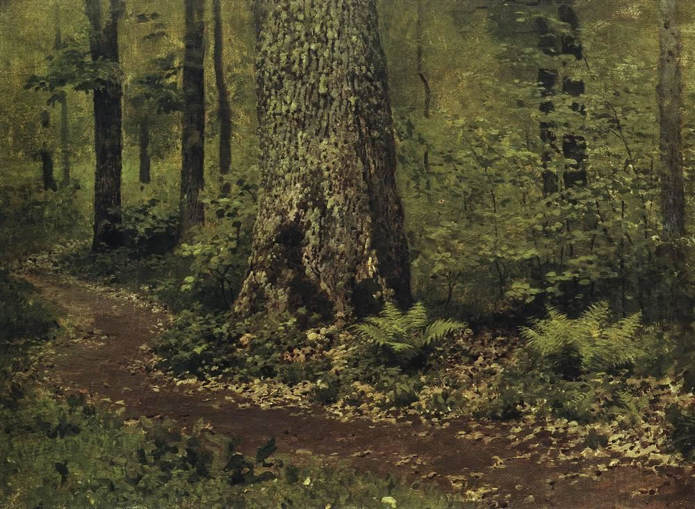 Исаак Ильич Левитан. "Тропинка в лиственном лесу. Папоротники". Около 1895.