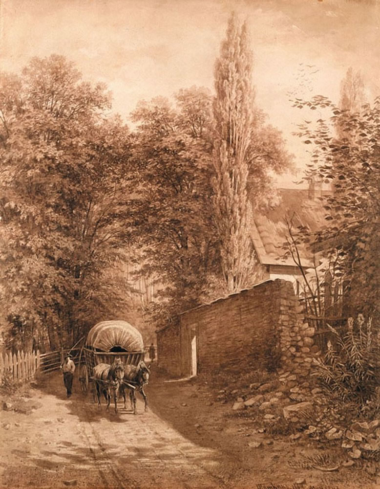 Иван Шишкин. Домик в лесу (Пейзаж с фургоном). 1863.