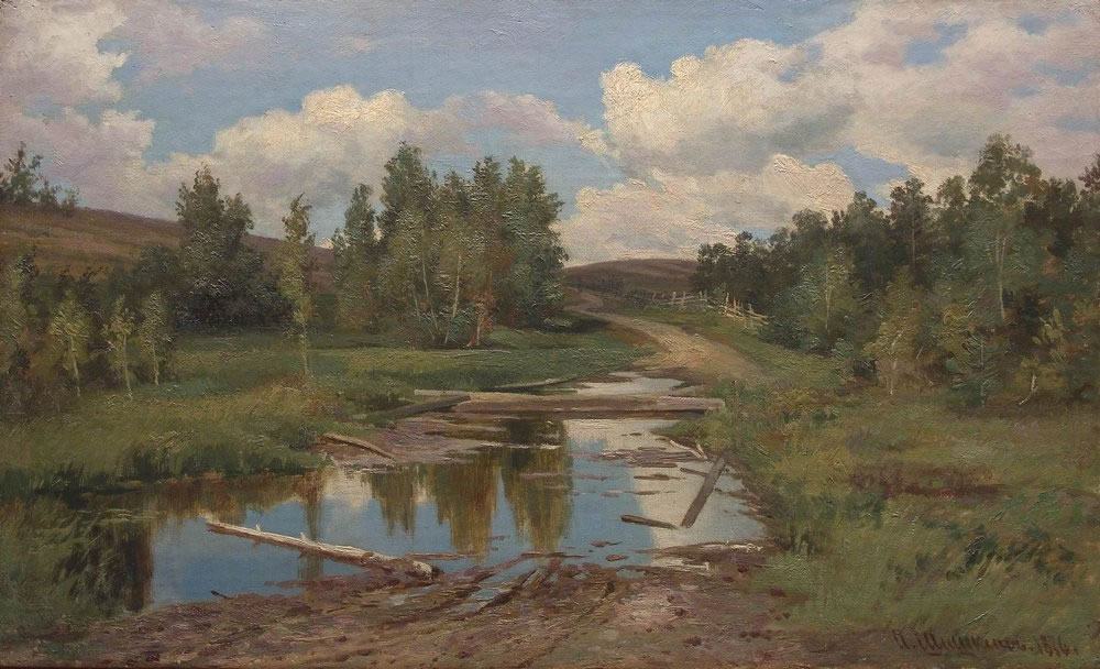 Иван Шишкин. Лесной пейзаж. Дорога. 1876.