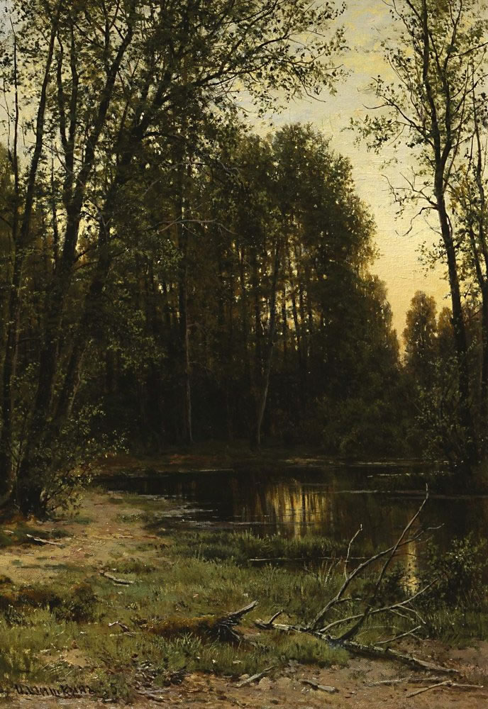 Иван Иванович Шишкин. "Речная заводь в лесу". 1889-1890.