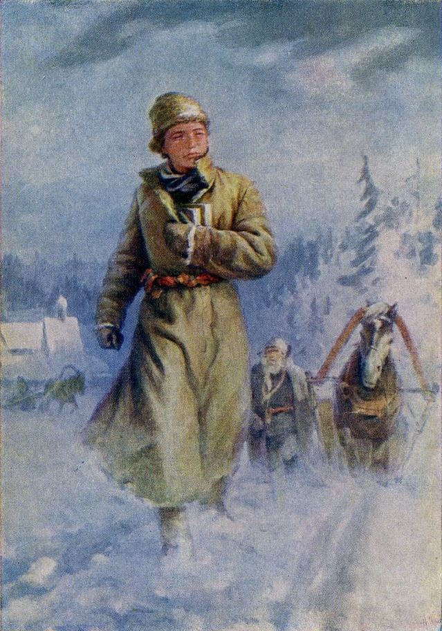 Н. И. Кисляков. "Ломоносов на пути в Москву". 1948.