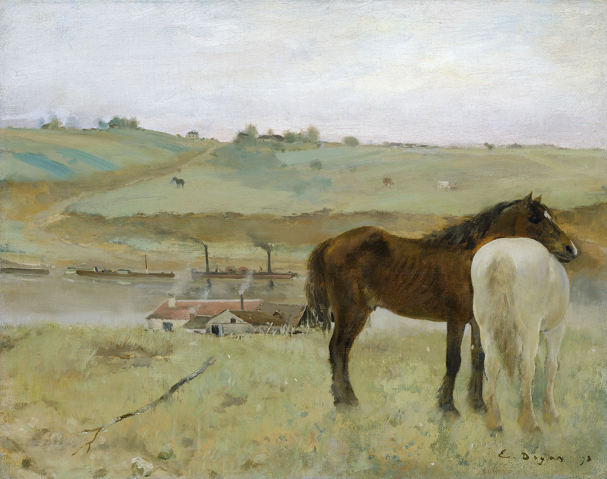 Эдгар Дега. "Лошади на лугу". 1871. Национальная галерея искусств, Вашингтон.