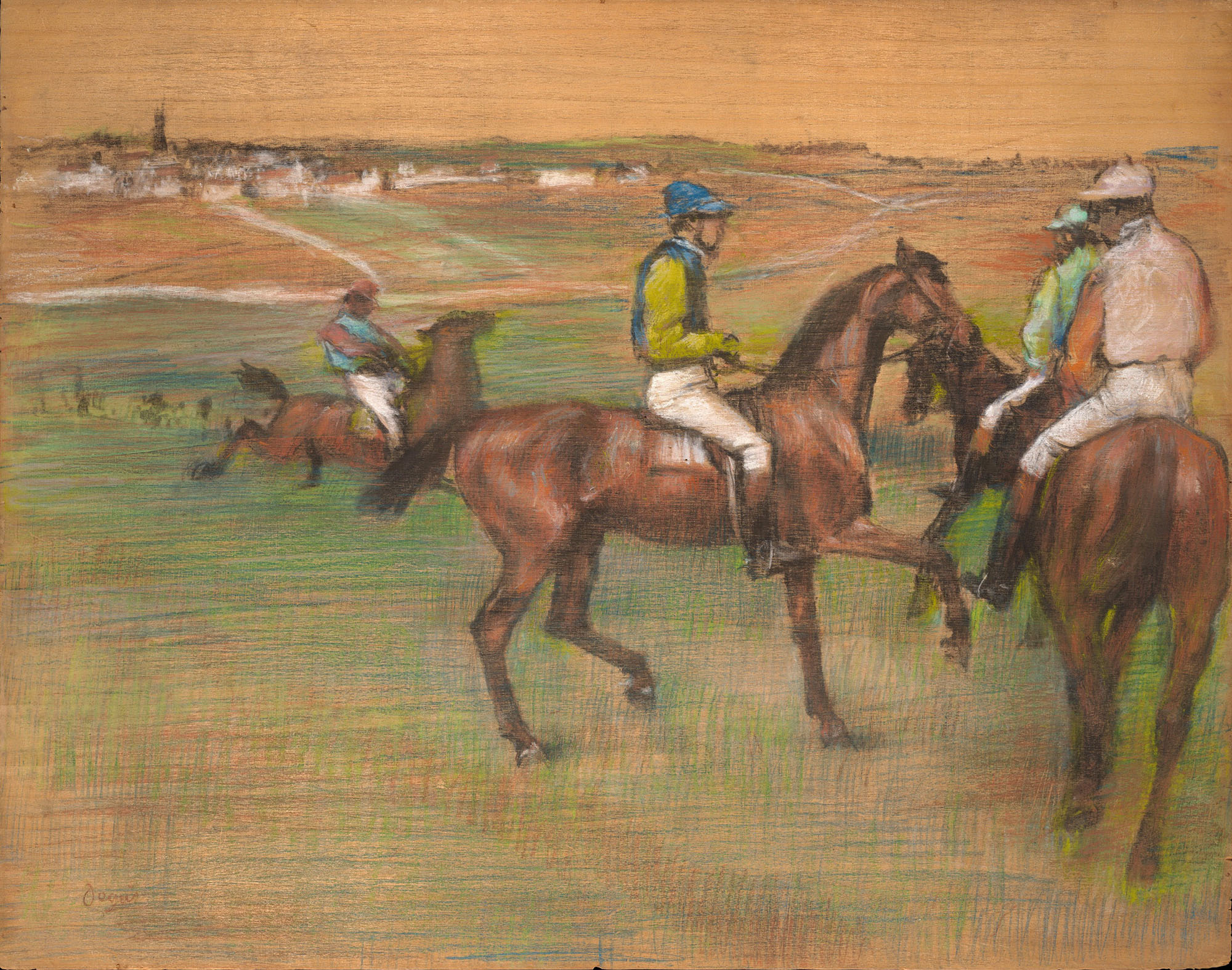 Эдгар Дега. "Беговые лошади". 1885-1888. Музей Метрополитен, Нью-Йорк.