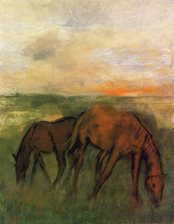 Эдгар Дега. "Две лошади на пастбище". 1871.