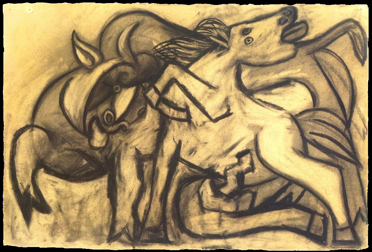 Пабло Пикассо. "Лошадь и бык". 1934.