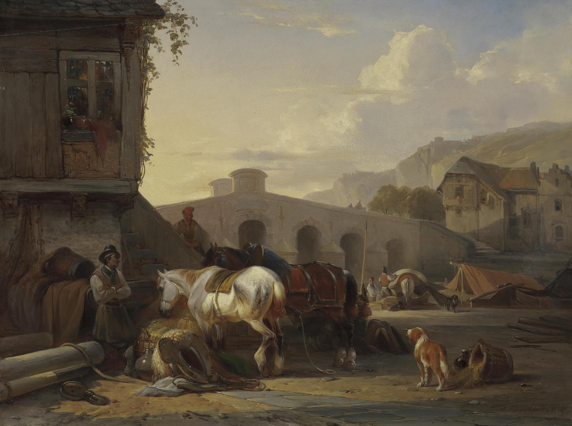 Жлзеф Йодокус Мёренхаут. "Извозчик, кормящий лошадей". 1836. Эрмитаж, Санкт-Петербург.