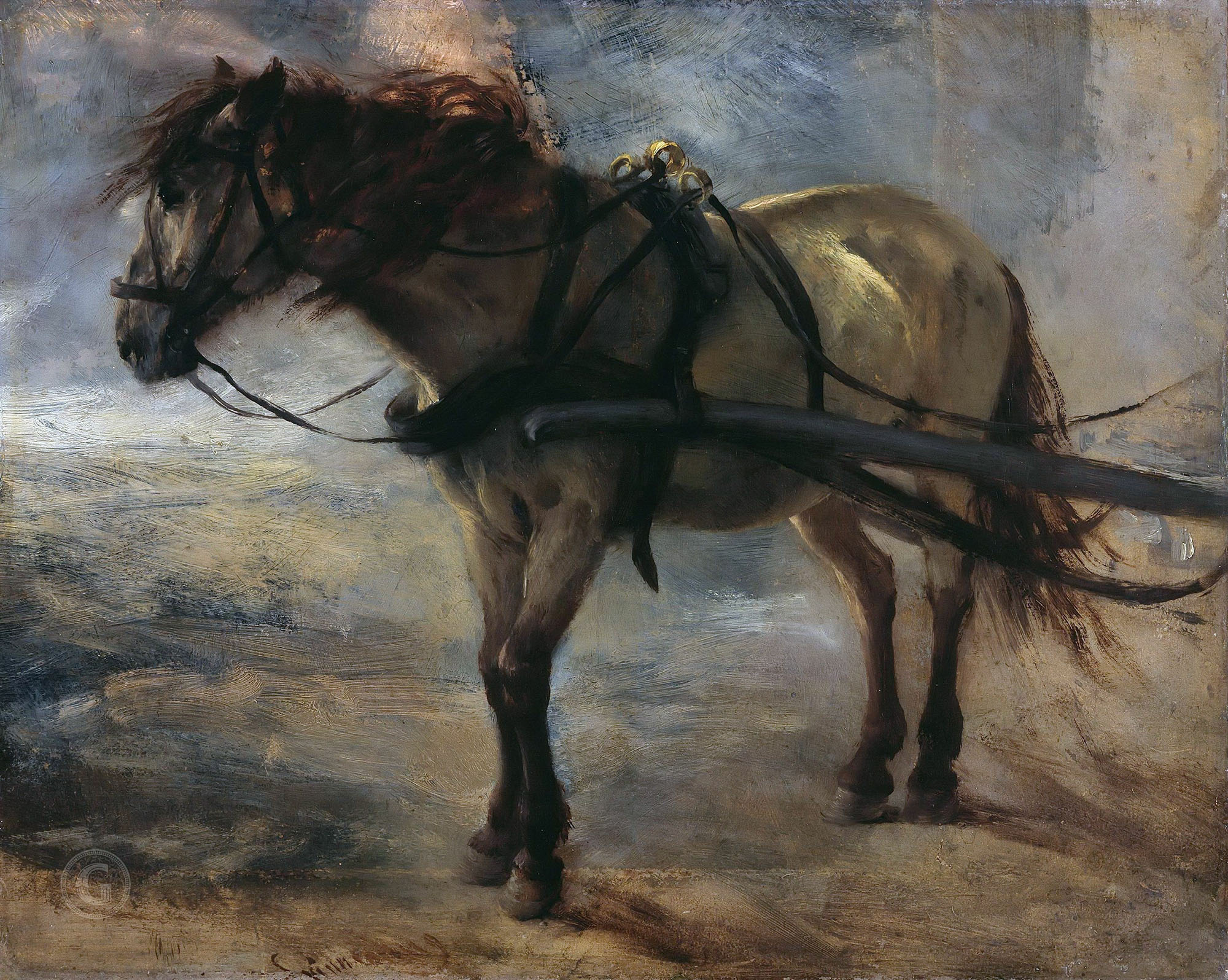 Адольф Менцель. "Запряжённая лошадь". Около 1840. Музей Берггрюна, Берлин.
