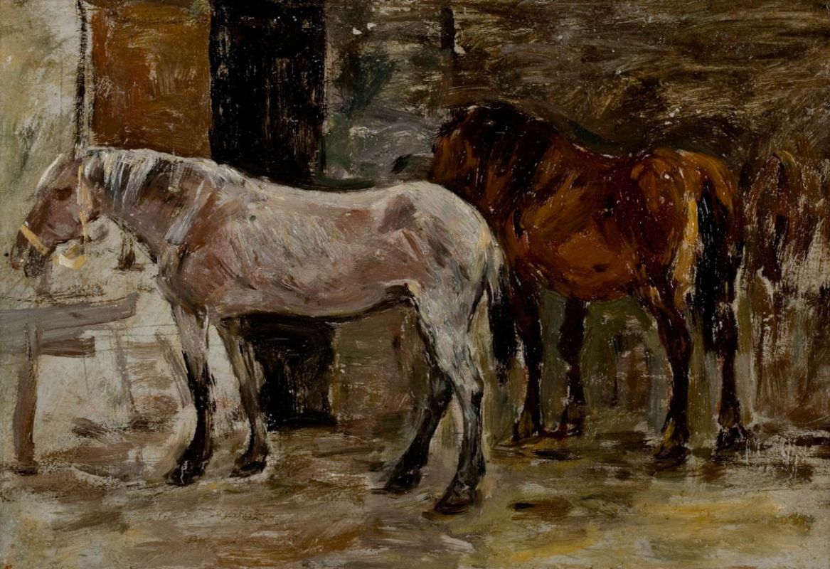Эжен Буден. "Две лошади в конюшне". 1875. Музей современного искусства Андре Мальро, Гавр.