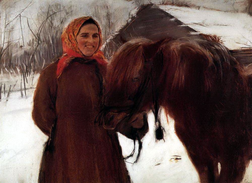 Валентин Александрович Серов. "Баба с лошадью". 1898.