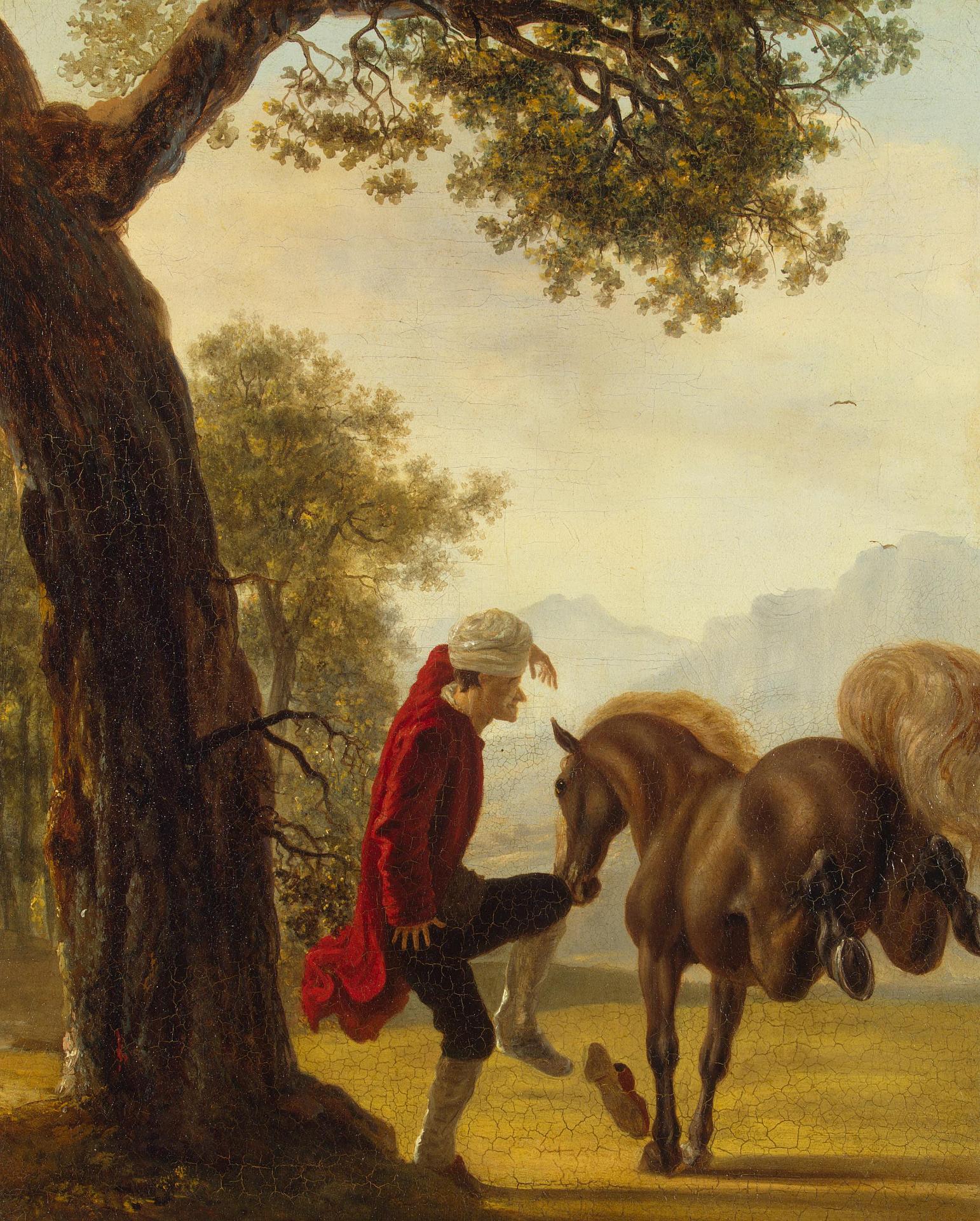 Жан Гюбер. "Вольтер, укрощающий лошадь". Между 1750-1775. Эрмитаж, Санкт-Петербург.