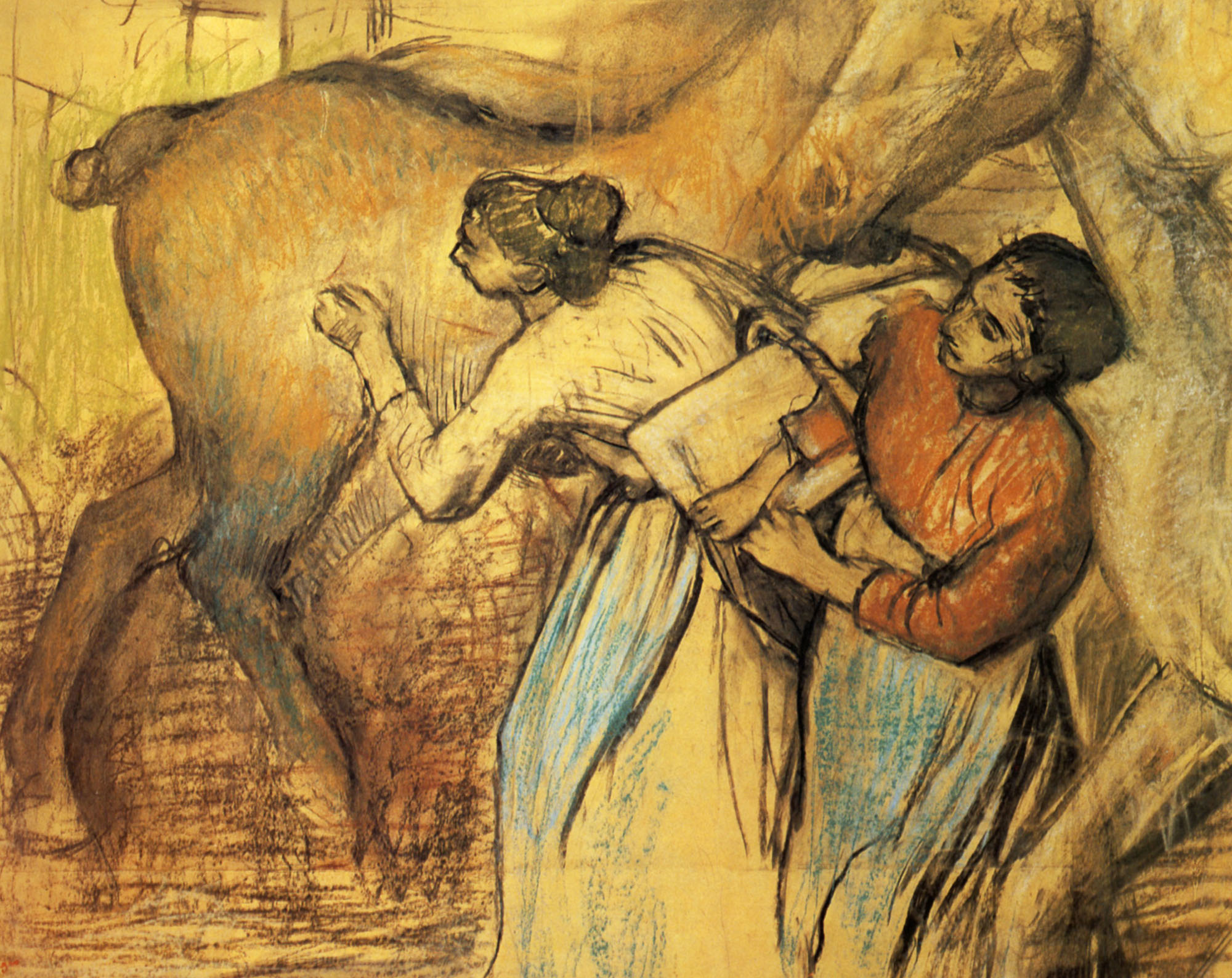 Эдгар Дега. "Две прачки и лошади". 1902. Кантональный музей изящных искусств, Лугано.