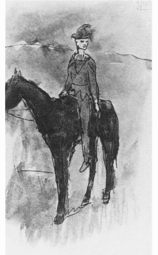 Пабло Пикассо. "Арлекин верхом на лошади". Этюд. 1905.