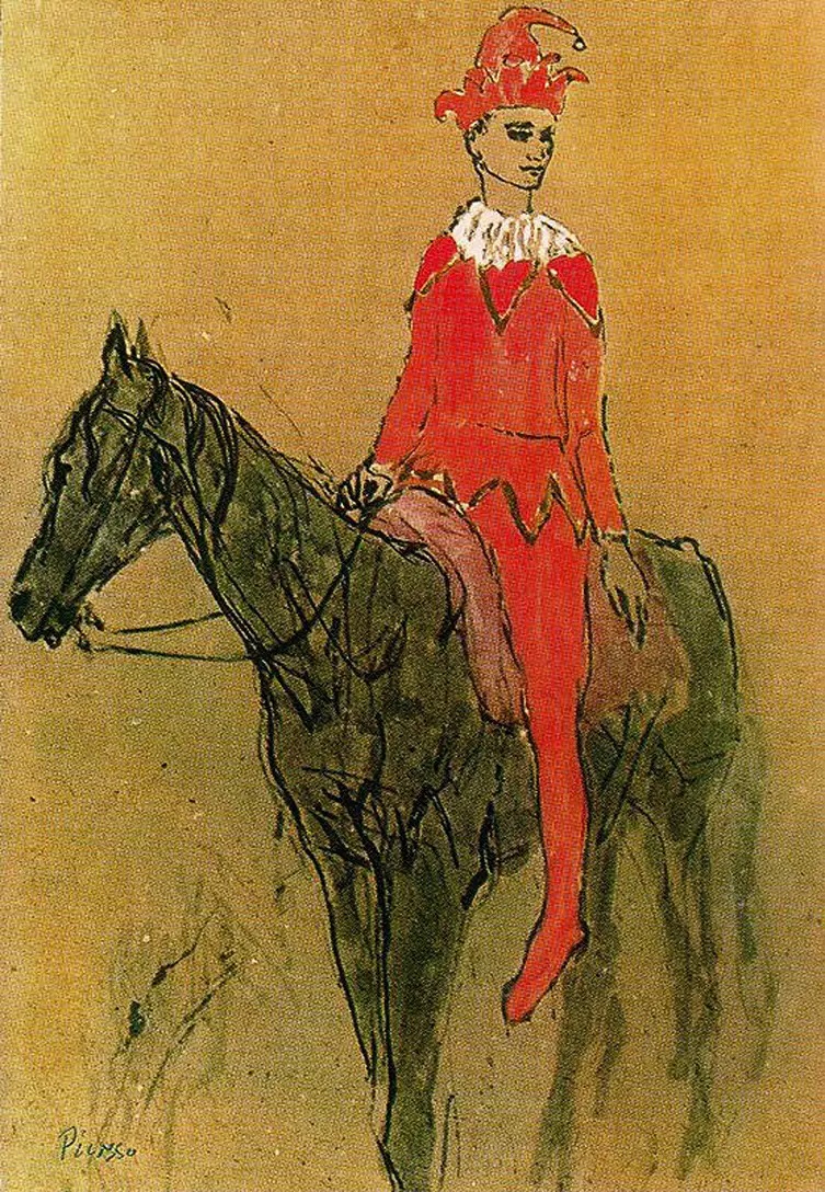 Пабло Пикассо. "Арлекин на лошади". 1905. Частная коллекция.
