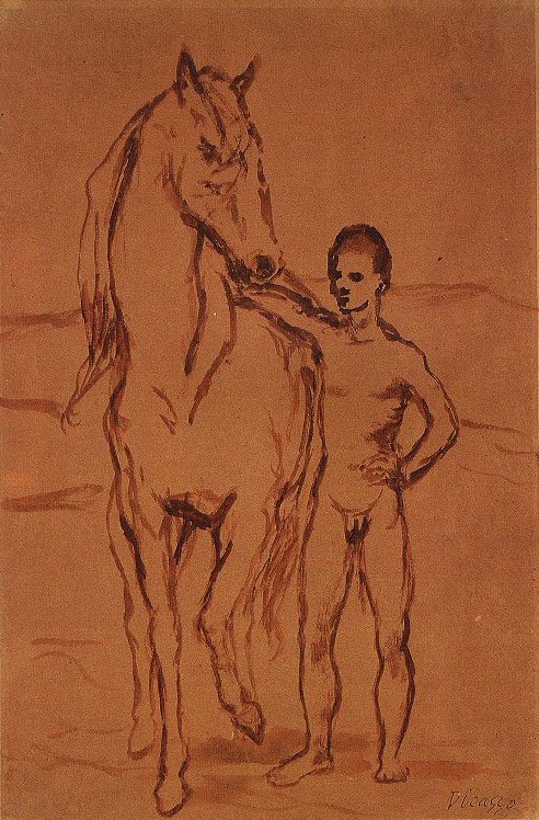 Пабло Пикассо. "Обнажённый погонщик лошадей". 1906.