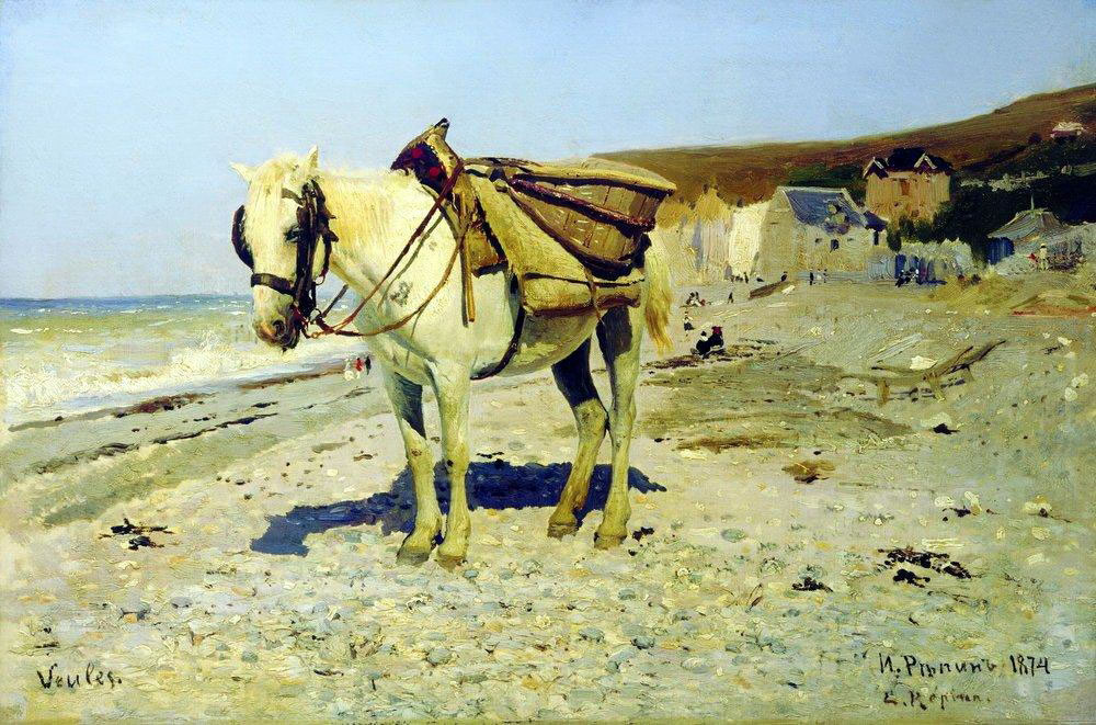 Илья Ефимович Репин. "Лошадь для сбора камней в Вёле". 1874.