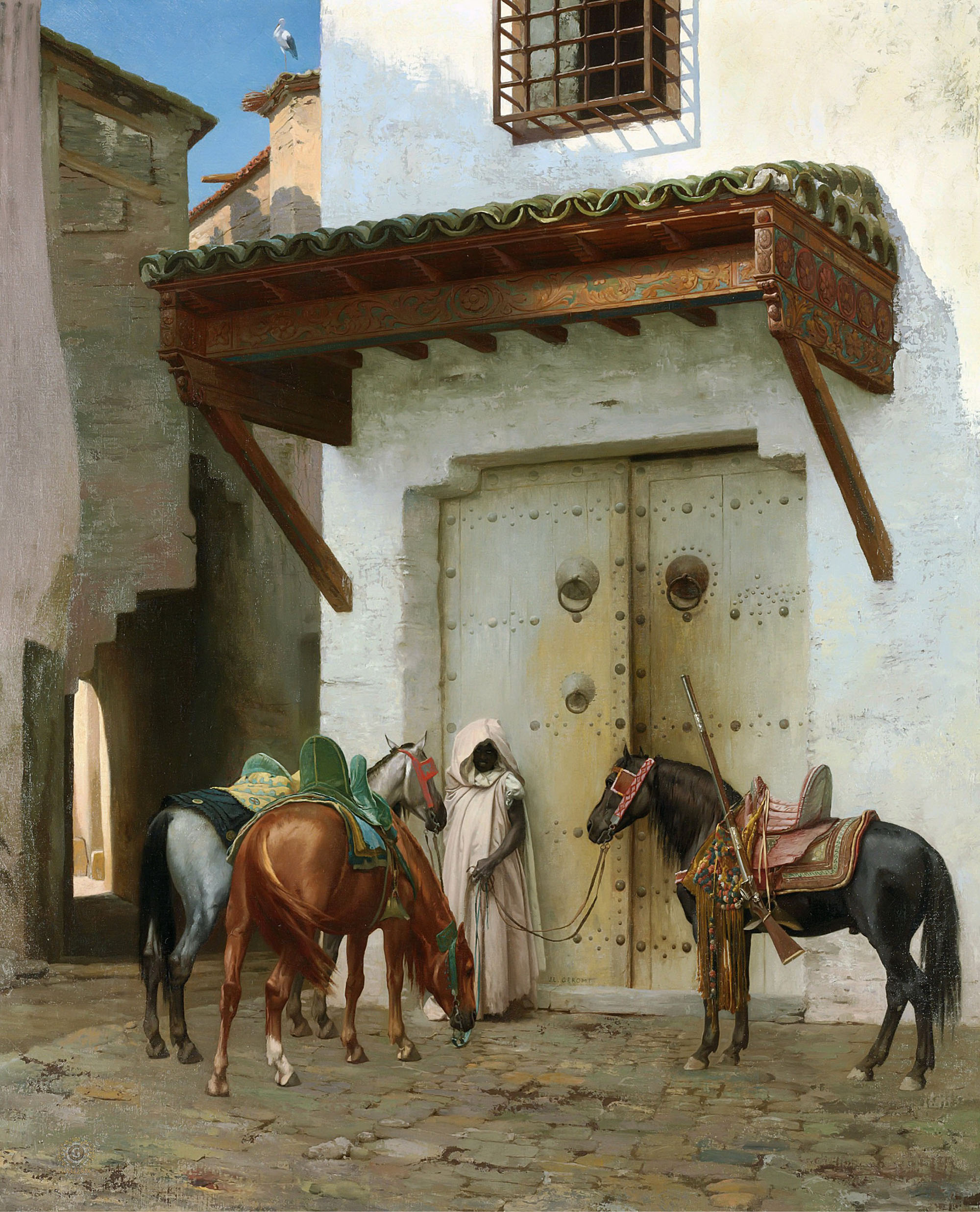 Жан-Леон Жером. "Раб с лошадьми (остановка в пути)". 1875. Частное собрание.