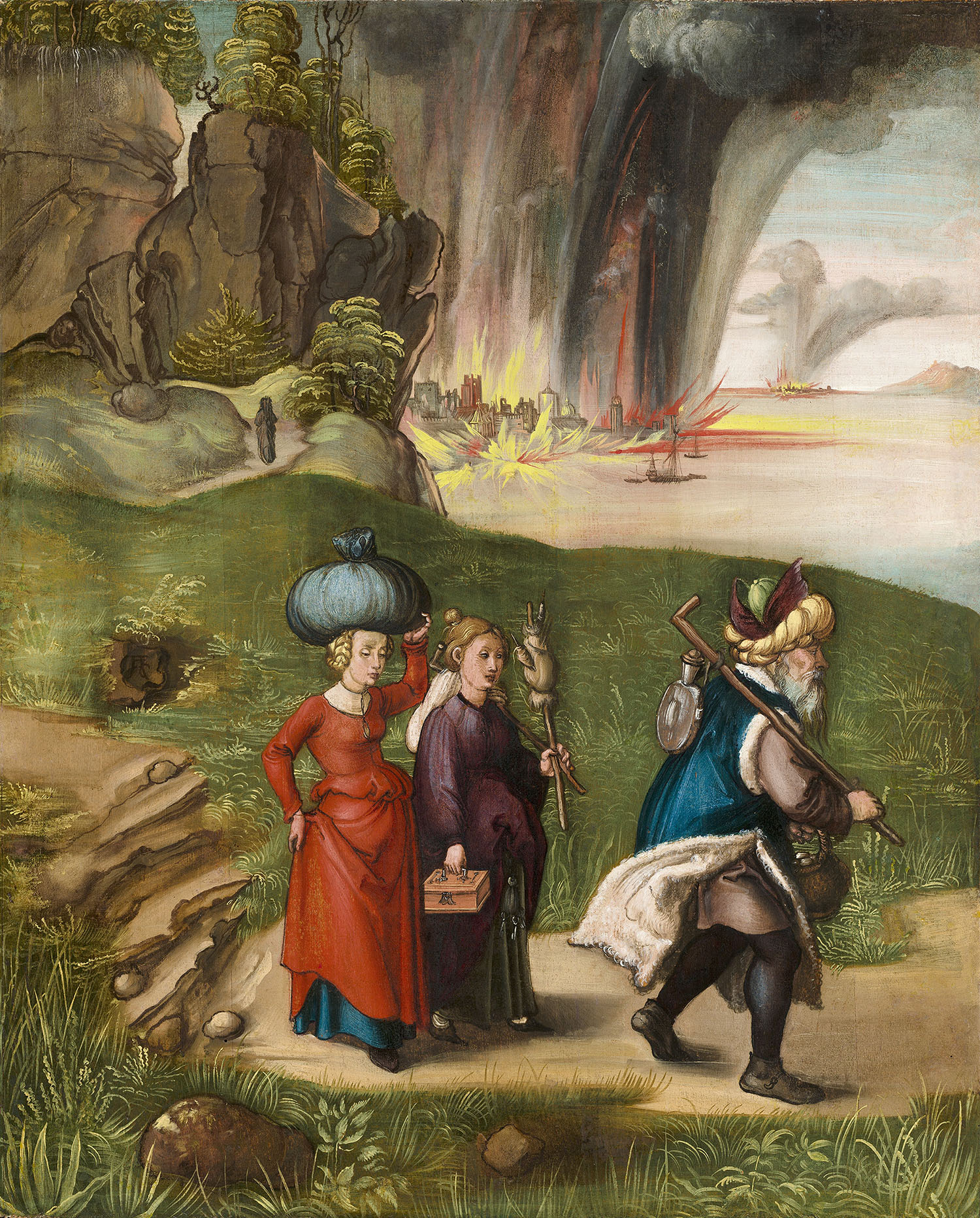 Альбрехт Дюрер. "Бегство Лота с дочерьми из Содома". 1496-1499. Национальная галерея искусств, Вашингтон.