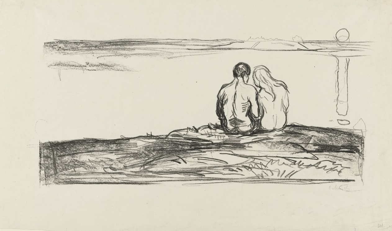 Эдвард Мунк. "Восход луны". Из серии "Альфа и Омега". 1908. Музей Мунка, Осло.