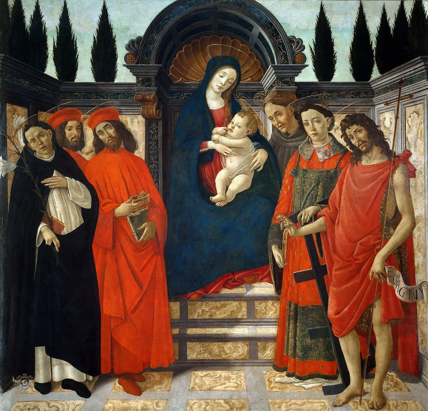 Сандро Боттичелли. "Мадонна с Младенцем со святыми". 1495-1496. Галерея академии искусств, Флоренция.